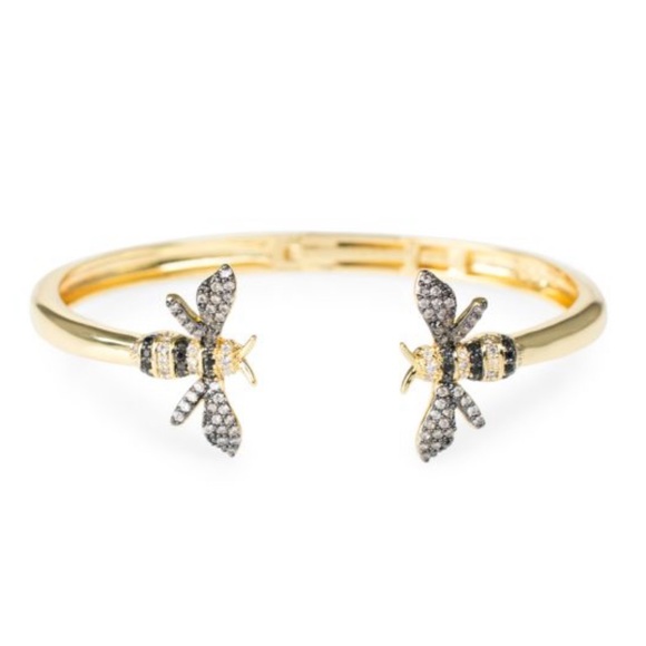 Kenneth Jay Lane CZ Goldplated & Cubic Zirconia Bumblebee Cuff Bracelet Bee - Picture 1 of 6